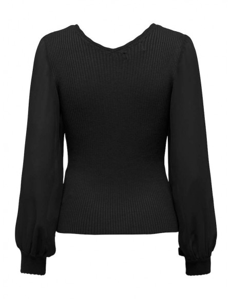 Jersey Punto Combinado Only 15294634 ONLJENNY LS WOVEN MIX VNECK CC KNT