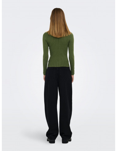 Top Punto Canalé Ajustado Mujer Only 15306467 ONLDIMA LIFE LS BUTTON O-NECK NKT