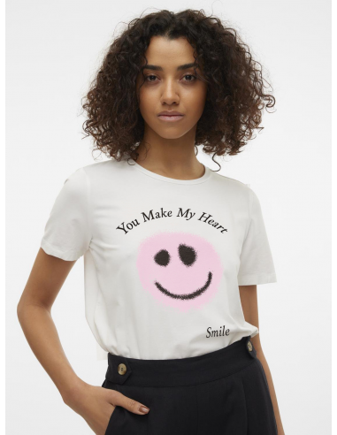 Camiseta Estampado Smile Mujer Vero Moda 10301680 VMHASTA AVA TOP BOX JRS