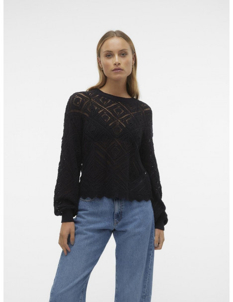 Jersey Punto Calado Vero Moda 10303049 VMGRAPE LS Ballon Sleeve O-Neck Pull