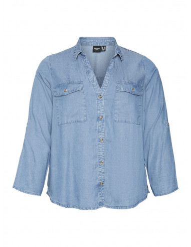 CAMISA EFECTO DENIM VERO MODA 10305624 VMCBREE 7/8 SLEEVE LOOSE SHIRT GA CUR