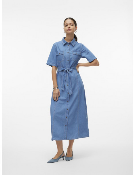 VESTIDO MIDI DENIM VERO MODA 10307809 VMVIO 2/4 REG 7/8 SHIRT DRESS YO337