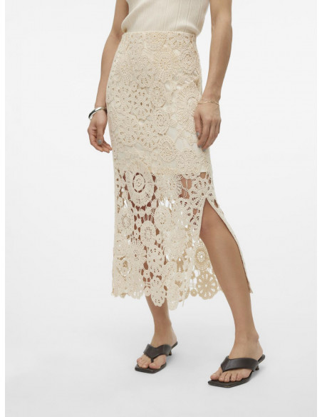 FALDA MIDI CROCHET VERO MODA 10311852 VMLILI HW CALF CROCHET SKIRT WVN POP3