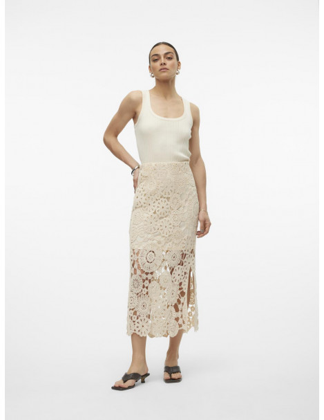 FALDA MIDI CROCHET VERO MODA 10311852 VMLILI HW CALF CROCHET SKIRT WVN POP3 2