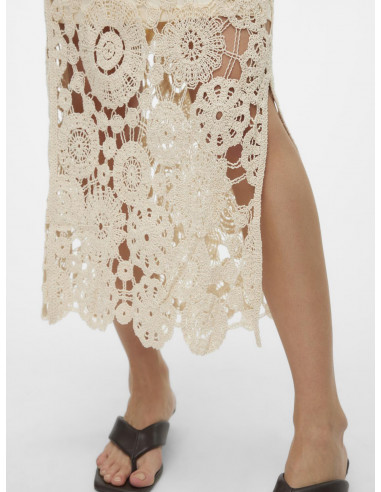 FALDA MIDI CROCHET VERO MODA 10311852 VMLILI HW CALF CROCHET SKIRT WVN POP3