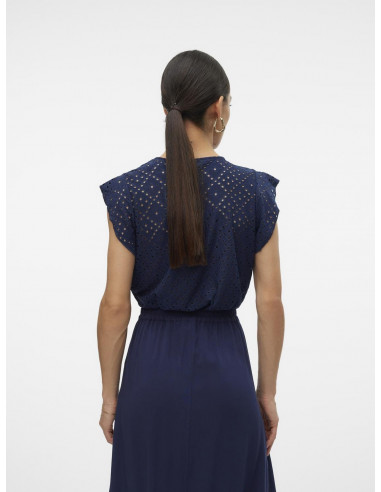 TOP BORDADOS PERFORADOS VERO MODA 10306398 VMTASSA SS O-NECK TOP JRS GA