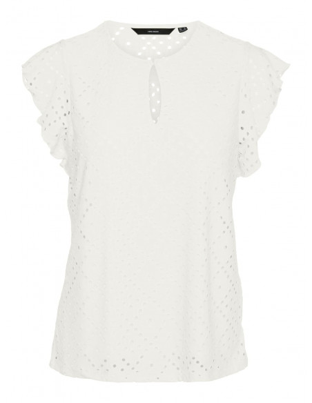 TOP BORDADOS PERFORADOS VERO MODA 10306398 VMTASSA SS O-NECK TOP JRS GA