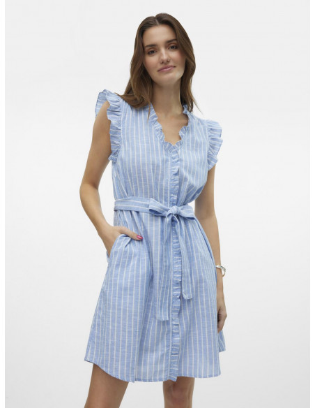 VESTIDO CORTO RAYAS AWARE 10309076 VMKAORI SL V-NECK SHORT DRESS VMA