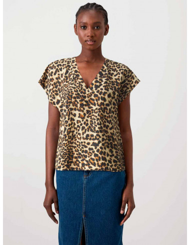 Top Animal Print JDY 15330397 JDYSOUL LIFE S/S V-NECK TOP WVN DIA