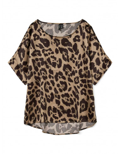 Blusa Animal Print Vero Moda 10328634 VMMERLE 2/4 O-NECK TOP AOP WVN GA