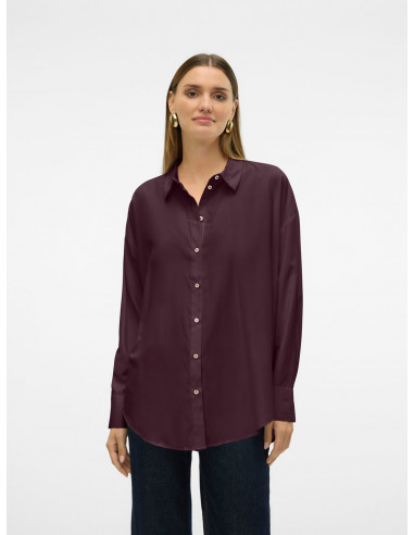 Camisa Fluida Vero Moda 10319825 VMNORA LS OVERSIZE SHIRT WVVN GA NOOS