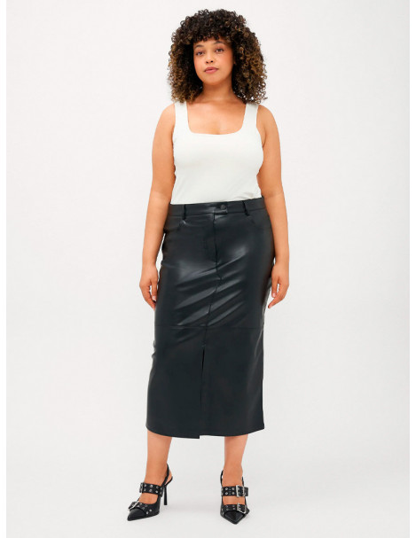 Falda Midi Efecto Piel Only Carmakoma 15331656 CARRIMA FAUX LEATHER LONG SKIRT OTW 2