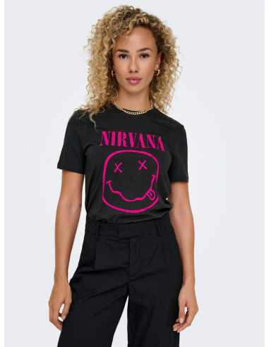 Camiseta Print Nirvana Only 15340861 ONLNIRVANA REG S/S TOP BOX JRS